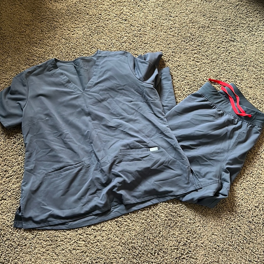 Figs grey scrub set - top and pants, XXL